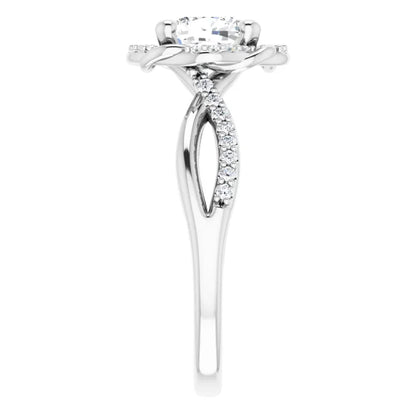 Cushion White Gold Antique Inspired Design Engagement Ring