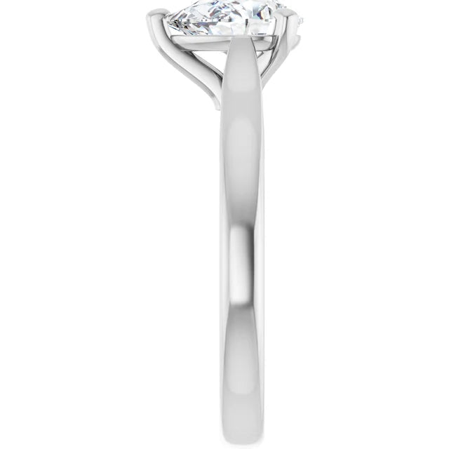 Three Claw White Gold Pear Solitaire Engagement Ring