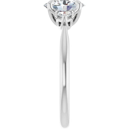 Oval White Gold Tri -Stone Style Pear Accent Engagement Ring