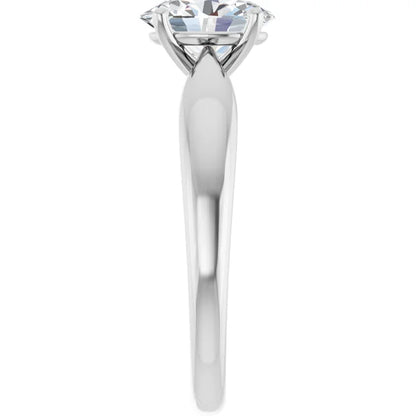 Oval White Gold Knife Edge Solitaire Engagement Ring