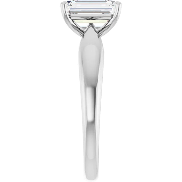Emerald White Gold Knife Edge Solitaire Engagement Ring