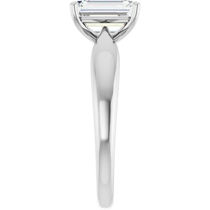 Emerald White Gold Knife Edge Solitaire Engagement Ring