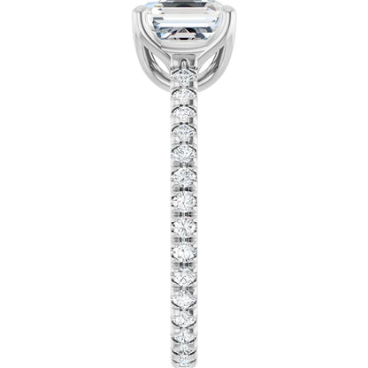 Asscher White Gold Claw Set Eternity Style Engagement Ring