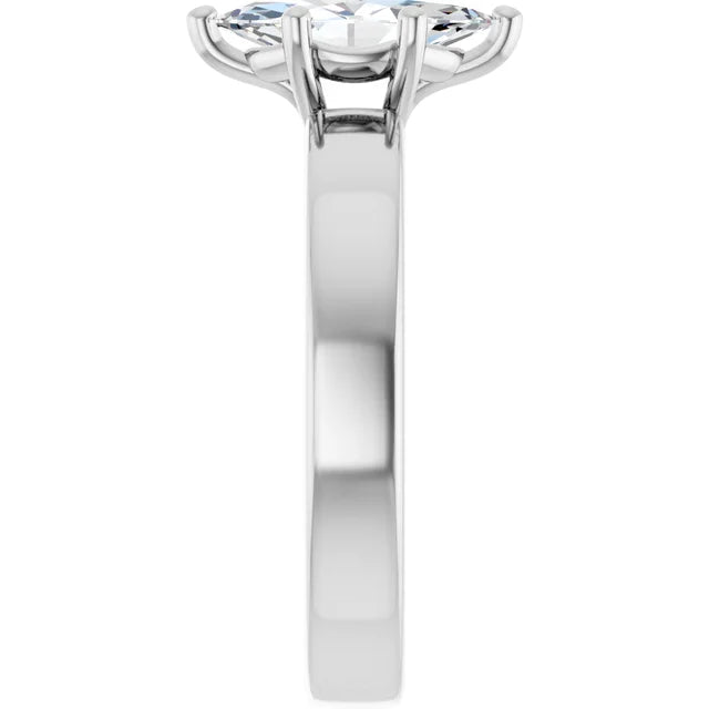 Marquise White Gold Wide Band Solitaire Engagement Ring
