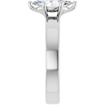 Marquise White Gold Wide Band Solitaire Engagement Ring