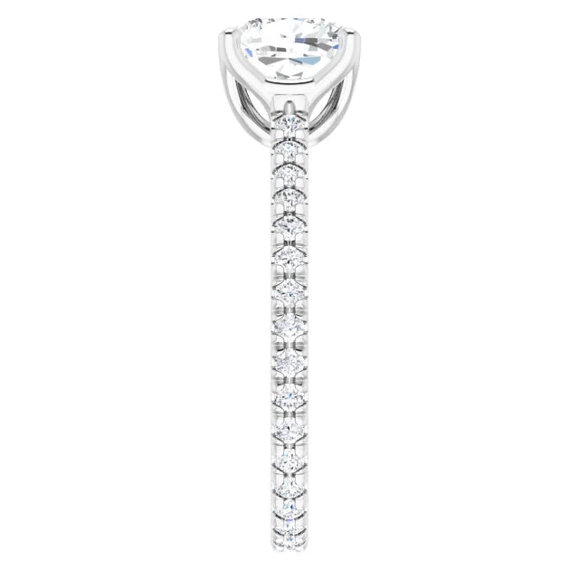 Cushion White Gold Claw Set Eternity Style Engagement Ring