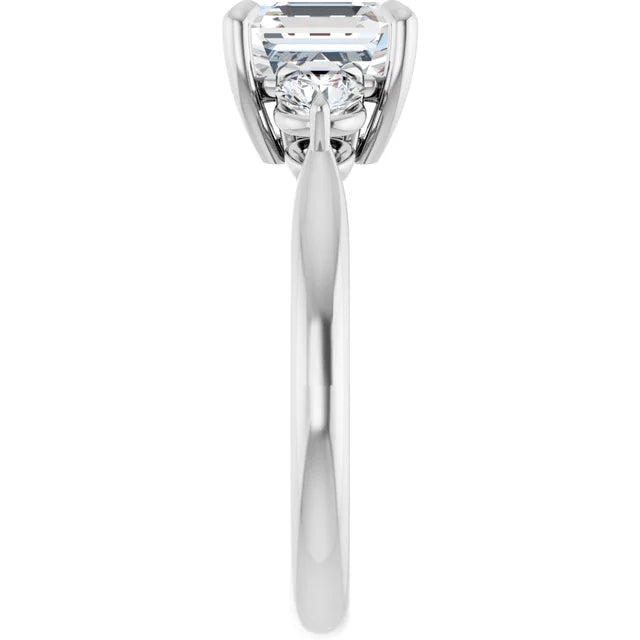 Asscher White Gold Accent Engagement Ring