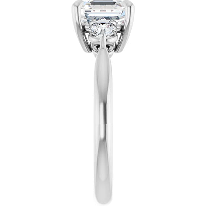 Asscher White Gold Accent Engagement Ring