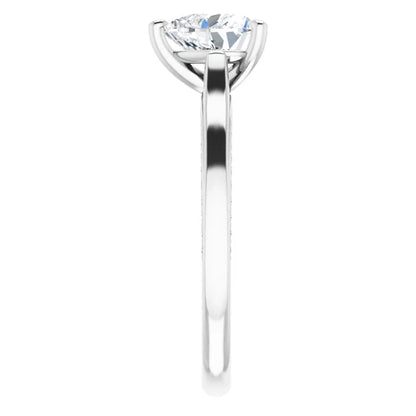 Heart White Gold Solitaire & Hidden Diamond Band Engagement Ring