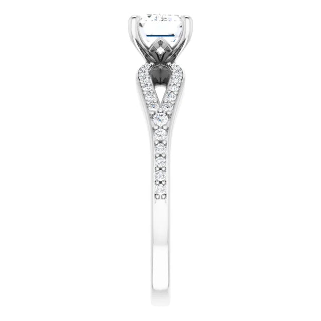 Emerald White Gold East West Style Engagement Ring