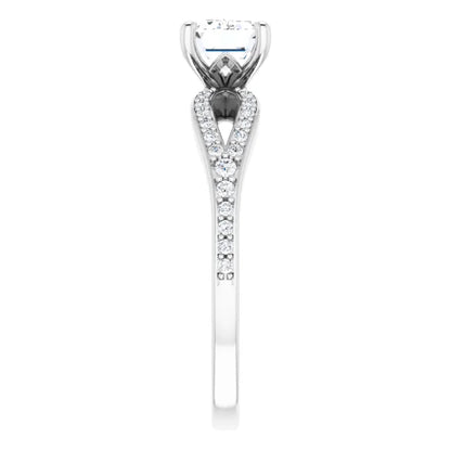 Emerald White Gold East West Style Engagement Ring