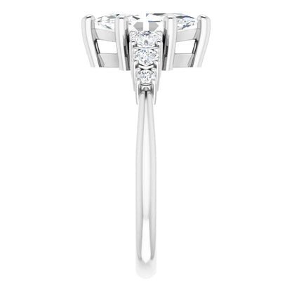Marquise White Gold Multi Stone Accent Style Engagement Ring