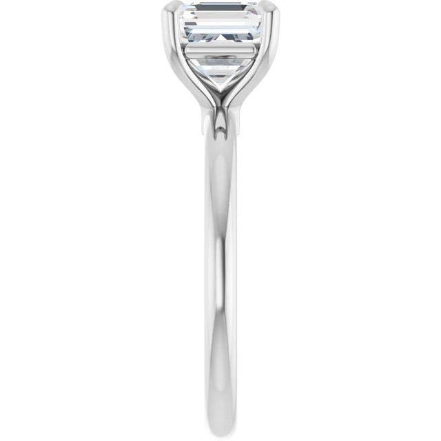 Asscher White Gold Solitaire Engagement Ring