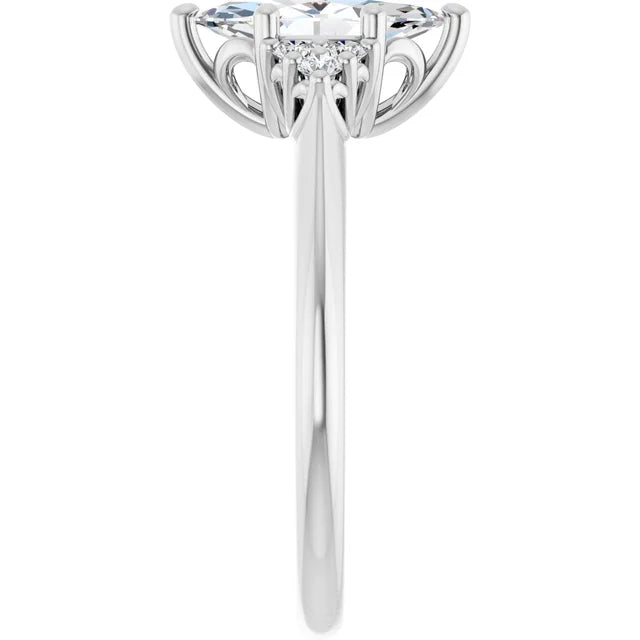 Marquise White Gold Antique Inspired Design Engagement Ring
