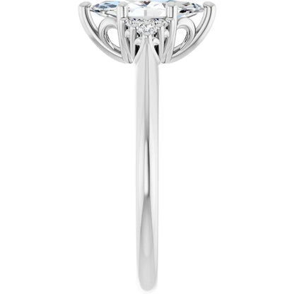Marquise White Gold Antique Inspired Design Engagement Ring