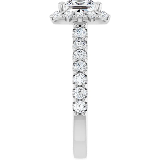 Princess Halo White Gold Style Engagement Ring