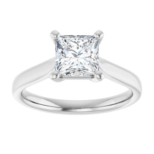 Four Claw White Gold Princess Solitaire Engagement Ring