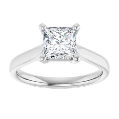 Four Claw White Gold Princess Solitaire Engagement Ring
