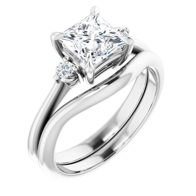 Princess White Gold Accent Engagement Ring