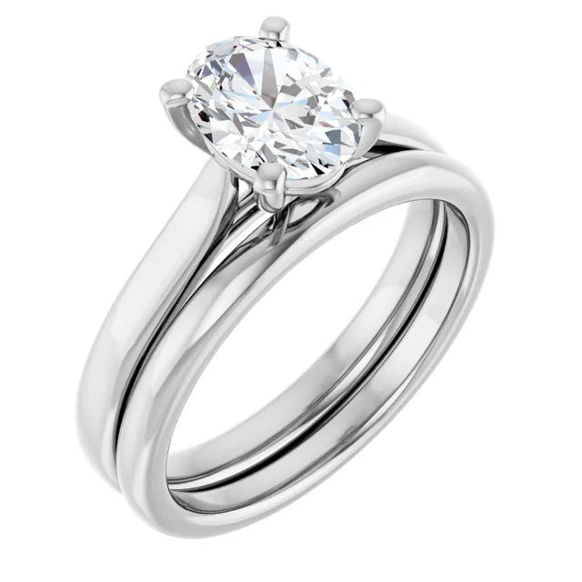 Four Claw White Gold Oval Solitaire Engagement Ring