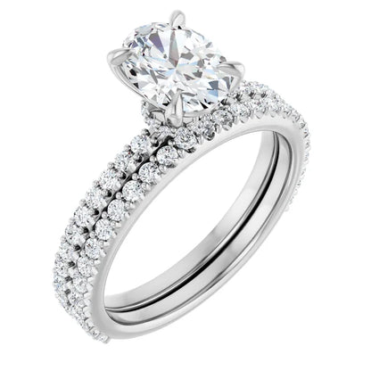 Oval White Gold Claw Set Style Engagement Ring 