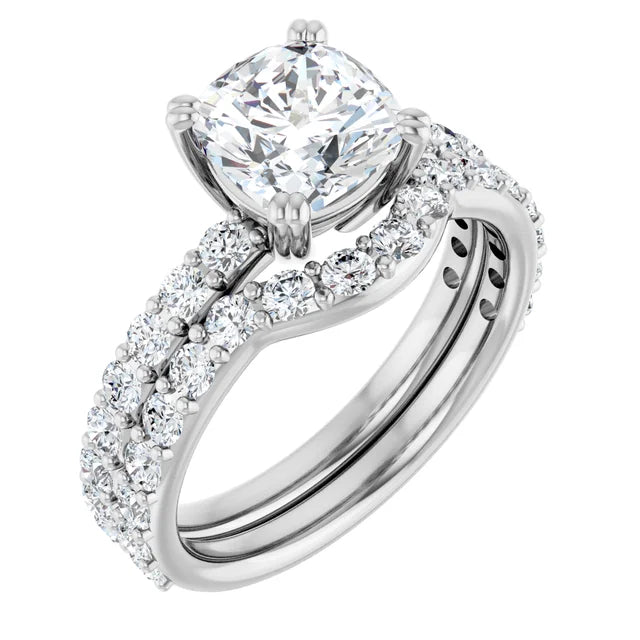 Cushion White Gold Claw Set Style Engagement Ring 