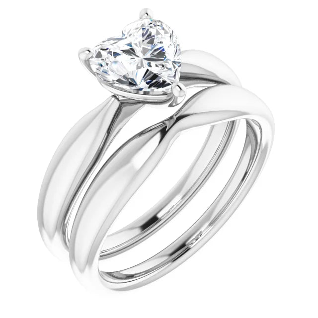 Heart White Gold Knife Edge Solitaire Engagement Ring