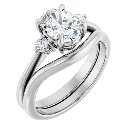 Oval White Gold Accent Engagement Ring