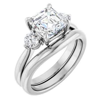 Asscher White Gold Accent Engagement Ring