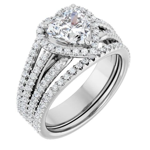 Heart White Gold Halo Style Engagement Ring