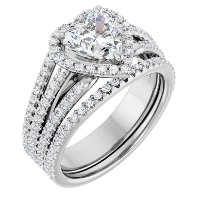 Heart White Gold Halo Style Engagement Ring