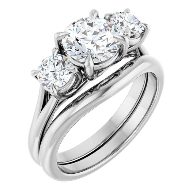 Round Brilliant White Gold Accent Engagement Ring