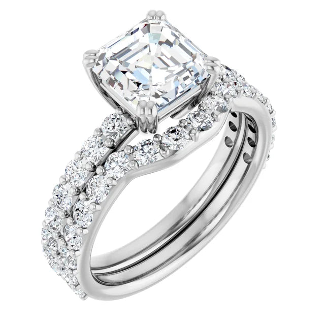 Asscher White Gold Claw Set Style Engagement Ring