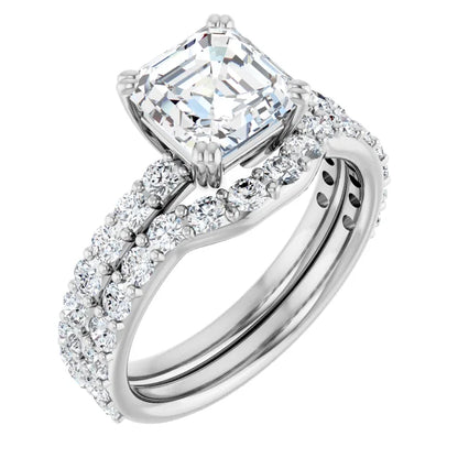 Asscher White Gold Claw Set Style Engagement Ring