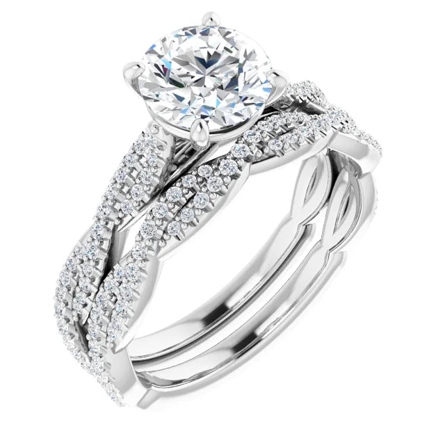 Round Brilliant White Gold Twist Style Engagement Ring
