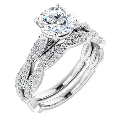 Round Brilliant White Gold Twist Style Engagement Ring
