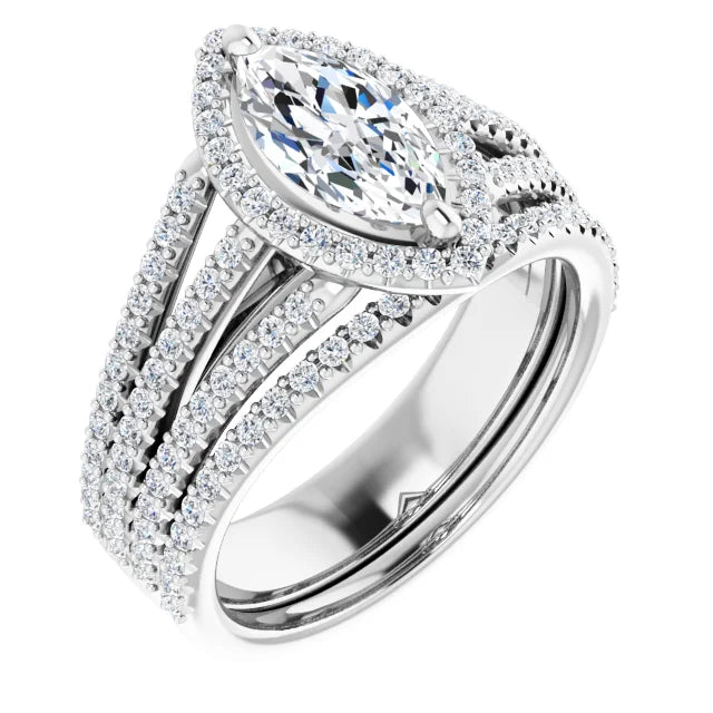 Marquise Halo Style Engagement Ring