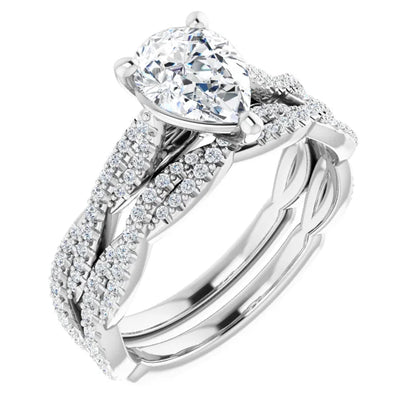 Pear White Gold Twist Style Engagement Ring