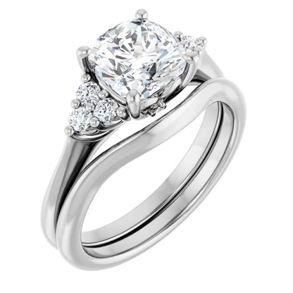 Cushion White Gold Antique Inspired Design Engagement Ring