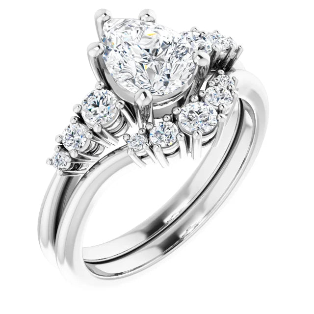 Pear White Gold Multi Stone Accent Style Engagement Ring