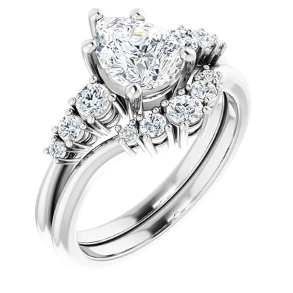 Pear White Gold Multi Stone Accent Style Engagement Ring