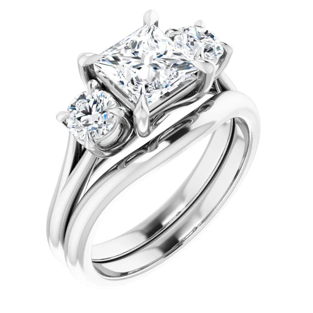 Princess White Gold Accent Engagement Ring