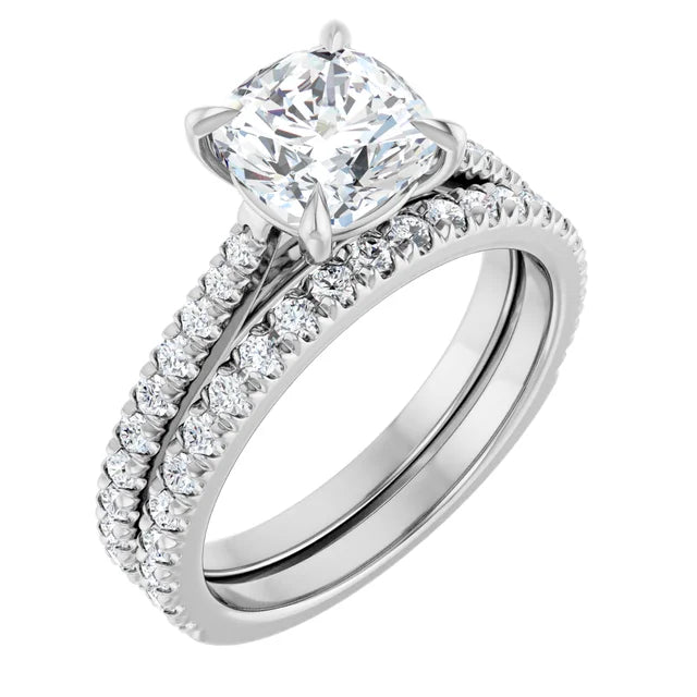 Cushion White Gold Claw Set Style Engagement Ring