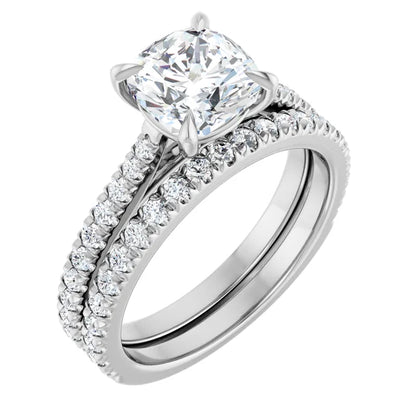 Cushion White Gold Claw Set Style Engagement Ring