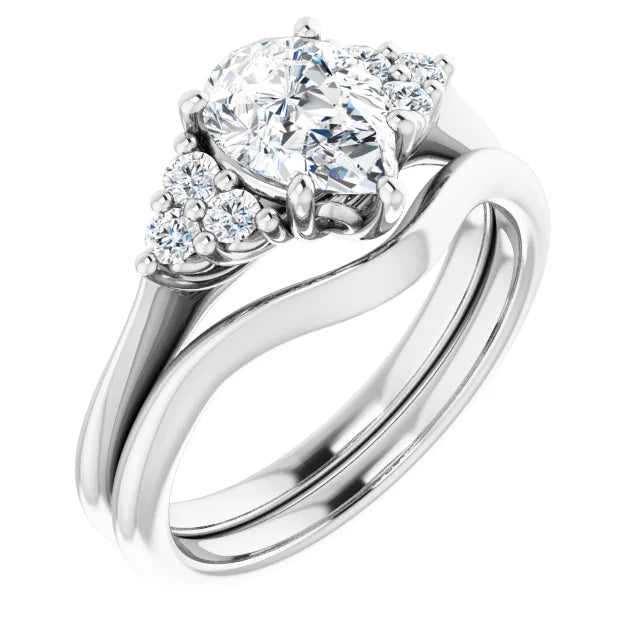 Pear White Gold Antique Inspired Design Engagement Ring