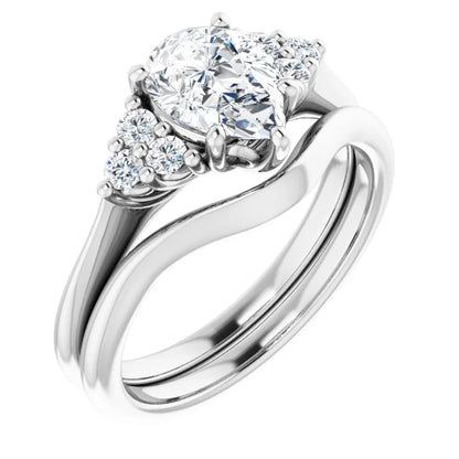 Pear White Gold Antique Inspired Design Engagement Ring