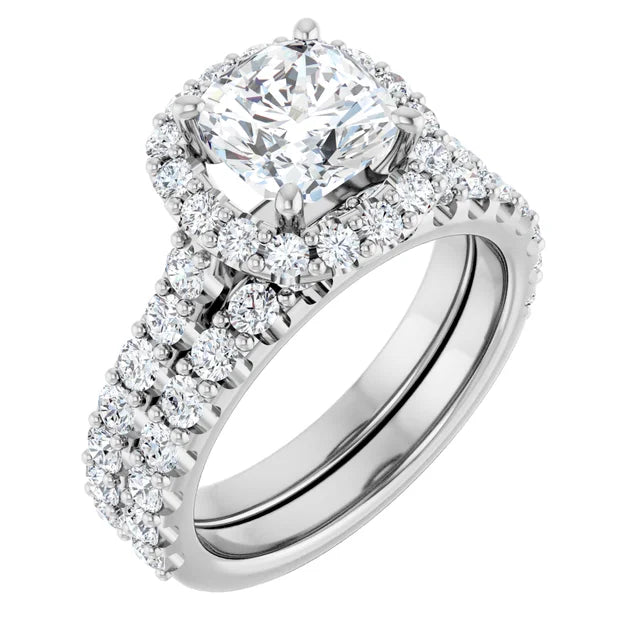Cushion Halo White Gold Style Engagement Ring