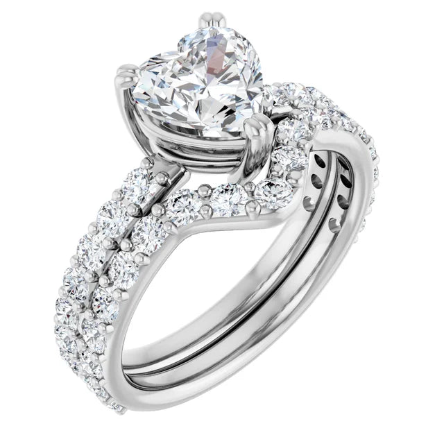 Heart White Gold Claw Set Style Engagement Ring