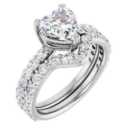 Heart White Gold Claw Set Style Engagement Ring
