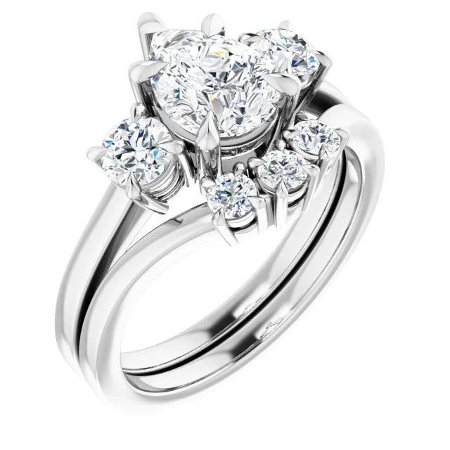 Pear White Gold Tri Stone Lab Diamond Engagement Ring 